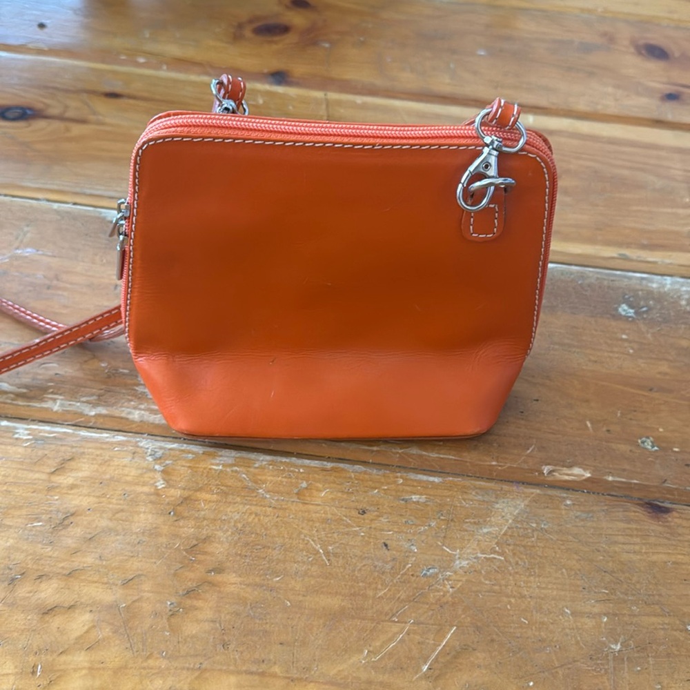 Orange Vera Pelle Purse, made in Italy
